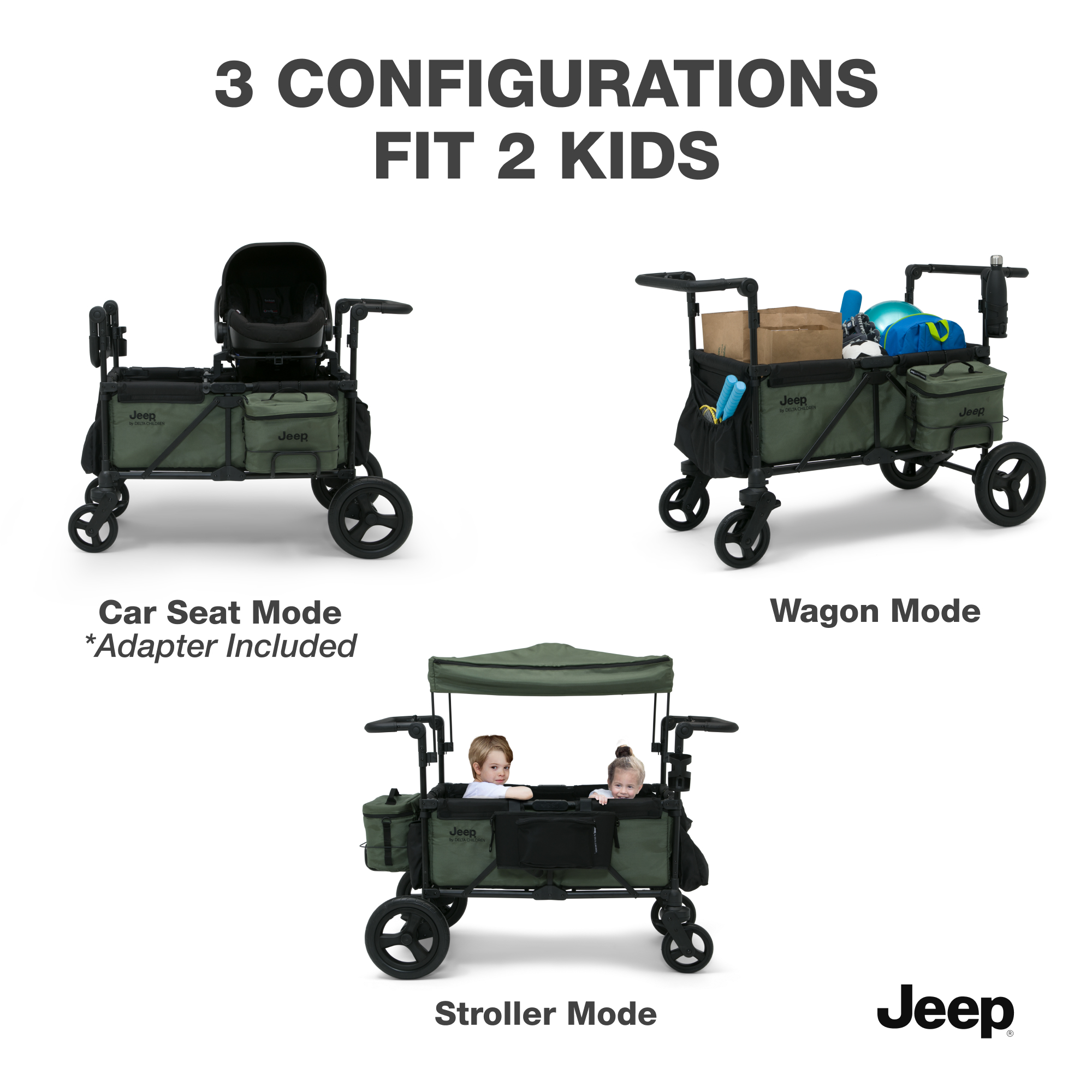 Jeep Deluxe Wrangler Wagon Stroller with Cooler Bag | Delta Children